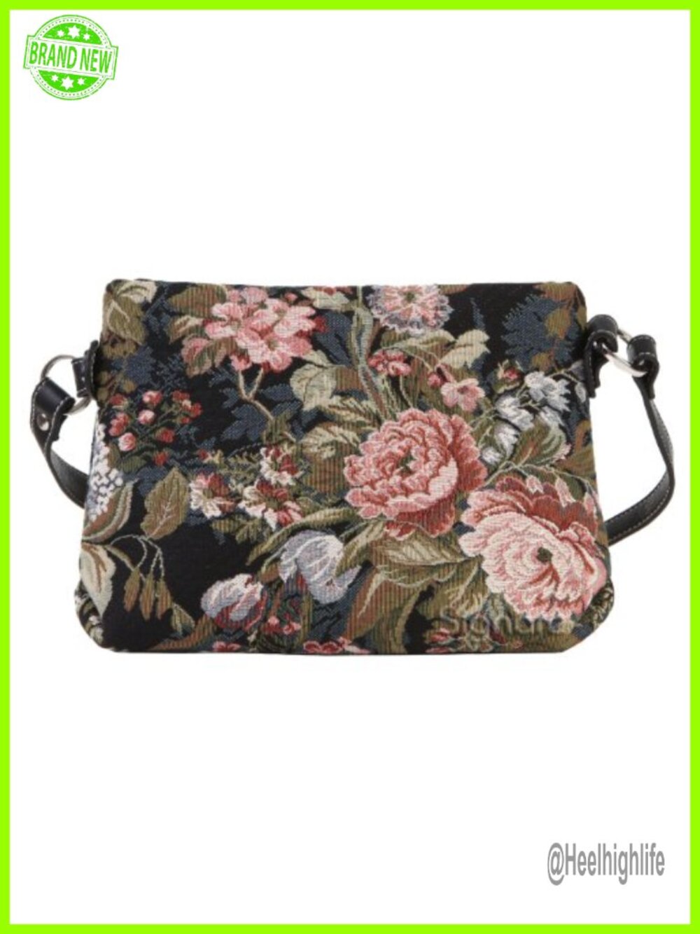 Signare Tapestry Crossbody Sling Satchel Purse Faux Leather Strap
